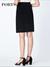 PORTS宝姿  新品商场同款女装百搭撞色压褶半身裙LN8S008KWB008 黑色 S (4) 实拍图
