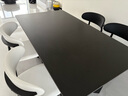 晨巢实木岩板餐桌椅家用小户型饭桌诧寂风长方形西餐桌简约餐厅家具 抗菌哑光纯黑+黑色桌脚+全黑羊角椅 1.6米 一桌四椅【全托底板】 实拍图