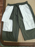 纯棉七分裤男夏季薄款工装裤运动沙滩休闲宽松水洗大口袋短裤子男 军绿色 XL [100斤-130斤] 实拍图