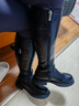 ZHR长筒靴女时尚褶皱骑士靴女冬加绒显高厚底女靴 BL323A 黑色 38  实拍图