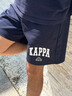 卡帕（Kappa）短裤2025新款男夏跑步运动篮球裤休闲阔腿裤印花五分裤夏日神裤 暗夜蓝黑-906 2XL 实拍图