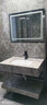 现代简约浴室柜组合亮面岩板一体盆双层卫生间洗漱台洗手池套装 70*50双层岩板意大利灰无缝盆智能方镜片 实拍图
