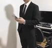 传奇保罗西服套装男三件套修身商务西装职业正装套装男新郎伴郎结婚礼服 黑色西装三件套+【大礼包】 4XL 【140-155】 实拍图