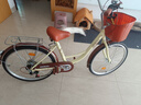 EG7自行车成人女士轻便单车通勤上班变速普通亲子复古男式 尊享【镀锌+编制车筐】变速-黄 24英寸【适合:145-165cm】 实拍图