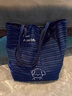 茯见韩系休闲条纹帆布包女2026新款大容量单肩托特包双面背通勤腋下包 潦草小狗牛仔双面包【不带挂件】 实拍图