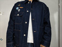 马登工装 美式复古刺绣徽章牛仔夹克男秋季重磅水洗翻领休闲外套 牛仔蓝 2XL 实拍图