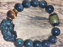 石玥珠宝12mm彩眼天然黑曜石貔貅手串虎眼石本命年水晶玛瑙手链男女士款 实拍图