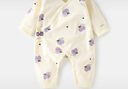 婧麒（JOYNCLEON）婴儿连体衣纯棉长袖款新生儿哈衣男女宝宝春秋无骨爬服婴儿衣服 紫色樱桃 59cm 实拍图