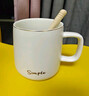 传旗陶瓷马克杯带勺盖咖啡杯牛奶杯早餐杯办公杯男女茶杯描金白400ml 实拍图