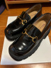 百丽乐福鞋女专柜同款黑色牛皮粗跟单鞋Z1R1DAA3预售 黑色 35 实拍图