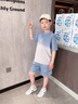 迪士尼宝宝男童夏装套装2025新款儿童中大童男孩渐变帅气短袖两件套秋季童装 灰色 偏蓝灰 130 建议120-130cm7-8岁cm 实拍图