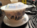 金镶玉陶瓷茶杯羊脂玉瓷泡茶碗三才盖碗功夫茶具白瓷多彩江山盖碗150ml 实拍图