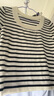 三彩2025秋款简约休闲修身短款条纹针织衫套头短袖女 黑白条纹 S 155/80A 实拍图