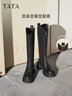 他她（TATA）加绒卢昱晓弹力小V靴软糖靴厚底长筒靴子高跟骑士靴CGG01DG5 黑色（高糖7CM-单里）-CGG01 37 实拍图