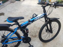 飞鸽（FG FLYING PIGEON） 折叠山地自行车成人男女学生青少年变速便携轻便双减震山地车 黑蓝26寸福条轮 指拨变速+大礼包 24速顶配（0-5公里代步） 实拍图