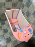 奔麦婴儿游泳桶儿童泡澡桶宝宝洗澡盆桶折叠沐浴桶家用加大加高 【立式折叠】粉+浴凳(送礼包) 实拍图