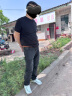H&M男装女装T恤夏季休闲半袖正肩内搭打底衫简约上衣纯棉短袖0685816 黑色 M 175/100 实拍图