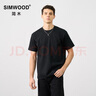 SIMWOOD/简木【标准宽松 】310g基础纯色重磅打底圆领短袖t恤SN120088 黑色（右下同色印花） M （建议116-130斤） 实拍图