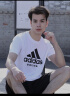 阿迪达斯 （adidas）短袖男2023夏季户外休闲运动服跑步健身速干T恤 白/黑 L  实拍图