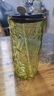 玻璃吸管水杯新款高颜值小熊吸管杯办公室家用钻石杯可爱创意杯子 钻石小熊【绿色】 330ml 实拍图