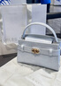 CHARLES&KEITH鳄鱼纹凯莉包手提斜挎婚包包女包生日礼物CK2-50270880-1 Sea Salt Blue海盐蓝 S 实拍图