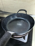 章丘铁锅手工小平底辅食锅煎锅烤肉锅煎蛋锅无涂层物理不粘锅炒锅平底锅 烤蓝铁把加锅耳 28cm 实拍图