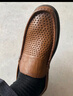 骆驼（CAMEL）镂空皮鞋男 透气轻便软底防滑懒人套脚休闲鞋爸爸鞋 A122211600 卡其 40 实拍图