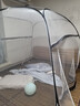 全品屋蒙古包蚊帐架免安装可折叠家用婴儿防摔拉链坐床式宿舍一体式床帘 【双门全底条纹灰】1.8*2.0米M 实拍图