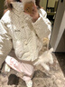 艾珠儿（Aizhuer）甜美波点羽绒棉服女2025冬季新款加厚面包服棉袄翻领短款棉衣外套 米白色 M 实拍图