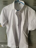 佐马仕短袖衬衫男修身抗皱冰丝夏季男士纯白色职业正装大码免烫衬衣男 浅蓝色 2XL （140-160斤） 实拍图