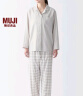 无印良品（MUJI） 女式 无侧缝双层纱织睡衣女士家居服春秋纯棉条纹格纹长袖 女款 浅米色格纹 M (上装160/84A下装160/66A) 实拍图