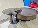 新品安嘉 茶几 意式轻奢圆形茶几钢化玻璃不锈钢家用客厅创意设计师茶几 90cm茶几+55cm边几 实拍图