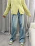 Rindu浅色窄版阔腿牛仔裤女春季2026年新款宽松高腰显瘦宽松直筒裤子女 浅蓝色 S 建议85-100斤 实拍图