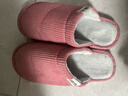 回力日系柔软情侣棉拖秋冬家居室内保暖棉鞋女款HL0006皮红38-39码 实拍图