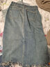 百图betu女装秋新款半身裙复古流苏高腰开叉牛仔半身裙女2307T54 牛仔色 S 实拍图