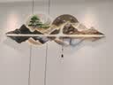 YIJLJ背有靠山客厅装饰画山水LED灯画新中式沙发背景墙挂画迎客松壁画 背有靠山 120*40 无灯款（不带LED灯） 晶瓷水晶面+精雕工艺 实拍图