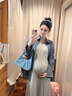 爱莉安娜孕妇装秋季套装连衣裙2025新款休闲条纹衬衫时尚背心裙两件套 浅灰色背心裙 L 实拍图
