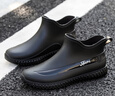 抒融雨靴水鞋耐磨防水雨鞋男款防滑四季夏季饭店厨房胶鞋加绒短筒时尚 男款黑色【标准码不加棉】 41 实拍图