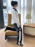卡帕（Kappa）背靠背运动裤女士2026新款休闲条纹阔腿针织直筒裤子男K0F32AK05D 黑色-990 春夏款 M 实拍图