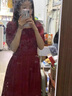 名芮珊订婚衣服女胖妹妹夏季大码法式方领红色连衣裙女新款胖mm收腰显瘦 红色（夏款） 2XL 建议140-160斤 实拍图
