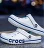 卡骆驰crocs洞洞鞋贝雅卡骆班轻便耐磨一脚蹬休闲鞋|205089 白/深蓝-126 39 (240mm) 实拍图