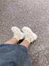 回力瑞内增高小白鞋真皮镂空老爹鞋女2025增高网面透气薄款运动休闲凉鞋 白色 36 实拍图