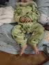 多嘻噜卡婴儿连体衣新生儿衣服小童秋冬长袖哈衣 嫩绿线条动物 90cm 实拍图