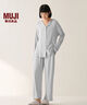 无印良品（MUJI）女式柔软针织前开睡衣套装女士家居服女款女装25年秋季 FD32CC5A 烟熏蓝色 S -M 上装160/84A 下装160/66A 实拍图