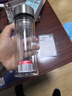 富光双层玻璃杯男女保温耐高温透明家用商务办公泡茶杯子过滤车载水杯 钢本色【加厚底+不锈钢盖】320ml 实拍图