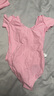 艾舞戈儿童舞蹈服女童夏季练功服宝宝芭蕾舞连体服中国舞服考级跳舞衣 粉色-短袖 170 身高150-155cm体重78-88斤 实拍图