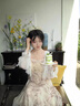 舒芳蝶（shufangdie）碎花吊带连衣裙2026夏季新款女装收腰气质防晒开衫两件套装裙女春 米白色开衫+紫色碎花吊带裙 M 实拍图