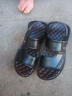 【真皮牛皮】夏季新款真皮凉鞋男厚底防滑沙滩鞋男休闲凉拖鞋 黑色 43 实拍图