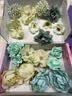 星恒梦仿真花绢花花朵痛包装饰假花材料手工diy头饰花环婚庆胸花材料包 仿真花绢花蓝绿色系一套20朵 实拍图