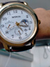 2025新款男士商务腕表休闲皮带石英运动手表三眼六针带日历 【全数字盘面】金壳白面 实拍图